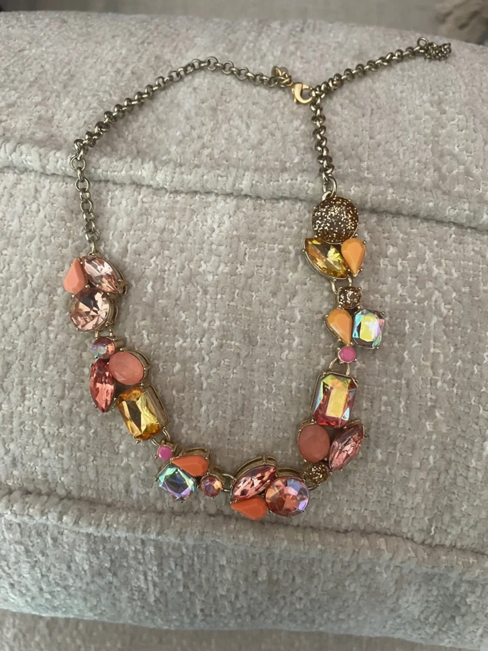 Crewcuts Girls Adjustable Gold-Tone Pink & Peach Crystal Statement Necklace